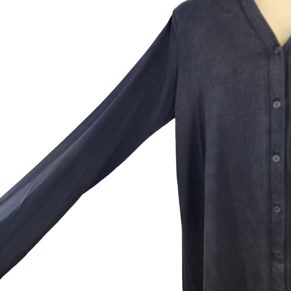 Eileen Fisher S/P Black Long Button-Up Cardigan Dress 93% Tencel 7% Spandex - Picture 7 of 9